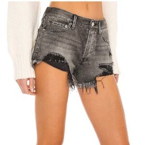 Free People Charcoal Distressed Jean Shorts